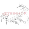 N-066 STEINHOF Фаркоп на Nissan Note E11 2006-2014. Требуется подрезка бампера. Тип шара: AH (горизонтальное быстросъемное крепление шара на ключе). Нагрузки: 1200/50 кг, масса фаркопа 15 кг (без электрики в комплекте)