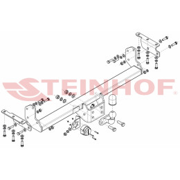 N-088 STEINHOF Фаркоп на Nissan Navara D40 трубчатый бампер 2005-2016 без снятия и подрезки бампера. Тип шара: F. Нагрузки: 3000/120 кг, масса фаркопа 22 кг (без элект