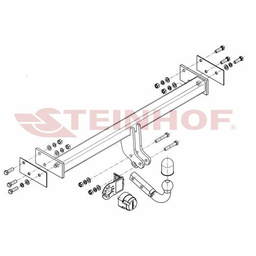 N-092 STEINHOF Фаркоп на Ford Maverick 1993-2000, Nissan Terrano 1993-2006 без снятия и подрезки бампера. Тип шара: A. Нагрузки: 3000/120 кг, масса фаркопа 15,5 кг (без электрики в комплекте)
