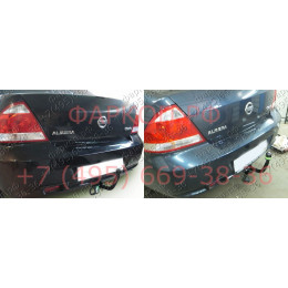N110-A Лидер-плюс ТСУ для Nissan Almera Classic седан 2006-2012. Требуется подрезка бампера. Нагрузки: 1000/75 кг, масса фаркопа 14,14 кг (без электрики в комплекте)