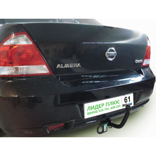 N110-A Лидер-плюс ТСУ для Nissan Almera Classic седан 2006-2012. Требуется подрезка бампера. Нагрузки: 1000/75 кг, масса фаркопа 14,14 кг (без электрики в комплекте)