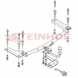 O-216 STEINHOF Фаркоп на Opel Vectra B седан/хетчбек 5 дверей 09/1998-05/2002 без снятия и подрезки бампера. Тип шара: H (сварное крепление шара). Нагрузки: 1300/75 кг