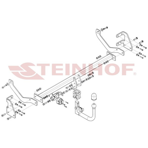 P-022 STEINHOF Фаркоп на Peugeot 508 I седан рестайлинг, кроме GT и HDI 2.2 л 2014-2019. Требуется подрезка бампера. Тип шара: AV (вертикальное быстросъемное крепление шара на ключе). Нагрузки: 1900/80 кг, масса фаркопа 26,2 кг (без электрики в комплекте)
