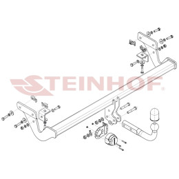 P-072 STEINHOF Фаркоп на Peugeot 2008 2019-. Требуется подрезка бампера. Тип шара: A. Нагрузки: 1300/80 кг, масса фаркопа 17,22 кг (без электрики в комплекте)