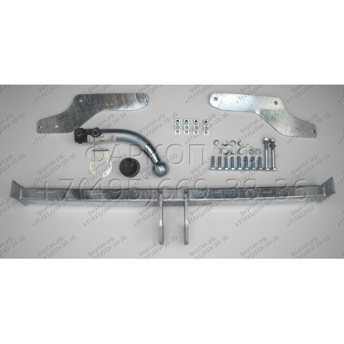 P029A GALIA Полностью оцинкованный фаркоп на Peugeot 206 хетчбек 2003-2010. Подрозетник убирается за бампер. Тип шара: A. Невидимый вырез бампера. Нагрузки: 1100/50 кг, масса фаркопа 12,72 кг