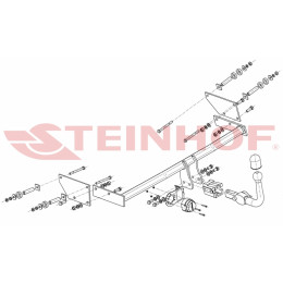 R-042 STEINHOF Фаркоп на Renault Grand Modus 2008-2012 без снятия и подрезки бампера. Тип шара: AH (горизонтальное быстросъемное крепление шара на ключе). Нагруз