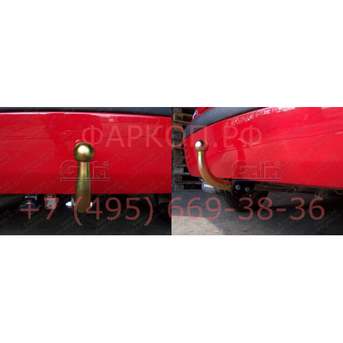 R014A GALIA Полностью оцинкованный фаркоп на Renault Megane I хетчбек 1996-2003, номерной знак на задней двери. Тип шара: A. Установка без снятия и выреза бампера. Нагрузки: 1350/75 кг, масса фаркопа 14,25 кг