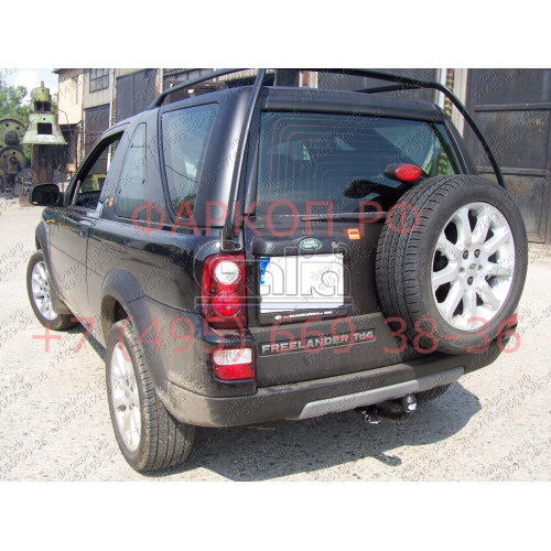 R049A GALIA Полностью оцинкованный фаркоп на Land Rover Freelander I 1997-2006. Особенности: запасное колесо на задней двери. Тип шара: A. Установка без снятия и выреза бампера. Нагрузки: 2000/125 кг, масса фаркопа 19,26 кг