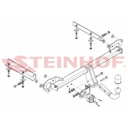 S-372 STEINHOF Фаркоп на Subaru Impreza хетчбек 5 дверей 2007-2012 (кроме WRX). Требуется подрезка бампера. Тип шара: A. Нагрузки: 1600/75 кг, масса фаркопа 14,3 кг (без 