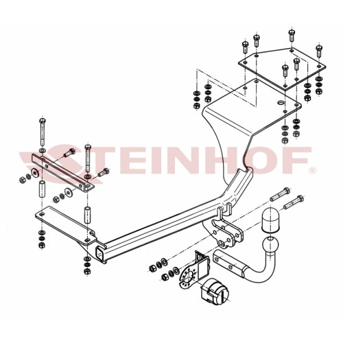 S-374 STEINHOF Фаркоп на Opel Agila B (только 1,2 л) 2007-2014, Suzuki Splash (только 1,2 л) 2008-2015 без снятия и подрезки бампера. Тип шара: A. Нагрузки: 600/50 кг, масса фаркопа 14,3 кг (без электрики в комплекте)