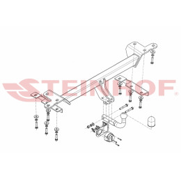 S-412 STEINHOF Фаркоп на Suzuki Grand Vitara 5 дверная 2010-2016. Требуется подрезка бампера. Тип шара: A. Нагрузки: 2000/85 кг, масса фаркопа 19,4 кг (без электрики в ко