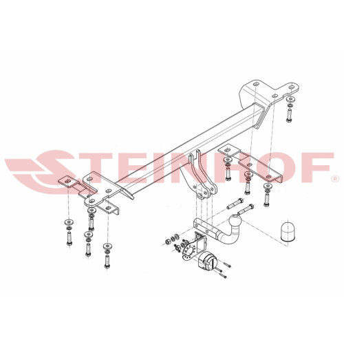 S-412 STEINHOF Фаркоп на Suzuki Grand Vitara 5 дверная 2010-2016. Требуется подрезка бампера. Тип шара: A. Нагрузки: 2000/85 кг, масса фаркопа 19,4 кг (без электрики в комплекте)