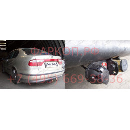S012C GALIA Полностью оцинкованный фаркоп на SEAT Toledo седан 1998-2004. Тип шара: C (горизонтальный съемный). Невидимый вырез бампера. Нагрузки: 1600/75 кг, м