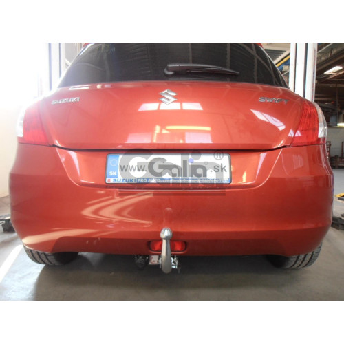 S101C GALIA Полностью оцинкованный фаркоп на Suzuki Swift хетчбек 3/5 дверей 2010-2017, 2WD/4WD. Шар перекрывает противотуманную фару. Тип шара: C (горизонтальный съемный). Невидимый вырез бампера. Нагрузки: 1000/60 кг, масса фаркопа 15,87 кг