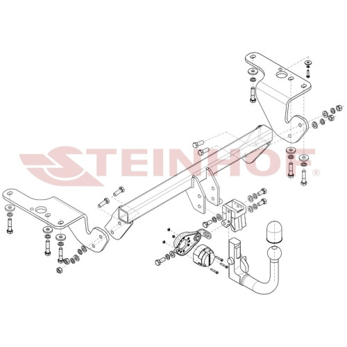 T-099 STEINHOF Фаркоп на Toyota Avensis универсал T27 2009-2018 без подрезки бампера. Тип шара: AV (вертикальное быстросъемное крепление шара на ключе). Нагрузки: 1800/80 кг, масса фаркопа 21,6 кг (без электрики в комплекте)