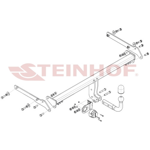 T-178 STEINHOF Фаркоп на Toyota Prius 2015-2022. Требуется подрезка бампера. Тип шара: A. Нагрузки: 910/75 кг, масса фаркопа 15,15 кг (без электрики в комплекте)