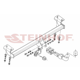 T-187 STEINHOF Фаркоп на Toyota RAV4 3/5 дверей 06/2000-2006 без снятия и подрезки бампера. Тип шара: AH (горизонтальное быстросъемное крепление шара на ключе). 