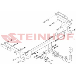 T-232 STEINHOF Фаркоп на Toyota Yaris хетчбек 3/5 дверей 2014-2020. Требуется подрезка бампера. Тип шара: AH (горизонтальное быстросъемное крепление шара на кл