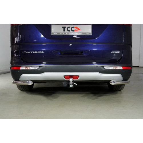 TCU00181 ТСС Фаркоп на Kia Carnival 2021-. Требуется подрезка бампера. Тип шара: E (шаровый узел под американский квадрат). Нагрузки: 1500/100 кг