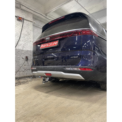 TCU00181 ТСС Фаркоп на Kia Carnival 2021-. Требуется подрезка бампера. Тип шара: E (шаровый узел под американский квадрат). Нагрузки: 1500/100 кг