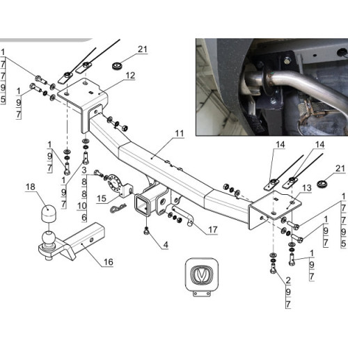 TCU00369N ТСС Фаркоп на Changan CS75 Plus 2WD 1.5T 2023-. Тип шара: E (шаровый узел под американский квадрат с нержавеющим шаром). Нагрузки: 750/50 кг