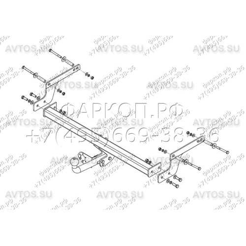 NS 28 AVTOS Фаркоп на Nissan Terrano 2014-2015. Необходима подрезка бампера. Тип шара: A. Нагрузки: 1250/75 кг, масса фаркопа 14 кг (без электрики в комплекте)