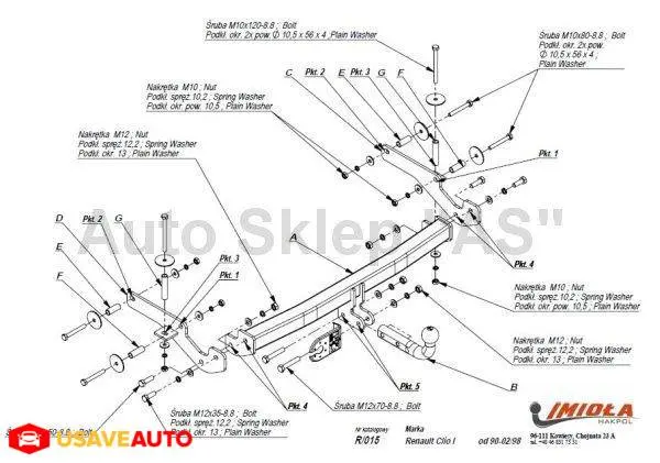 IMIOLA Фаркоп Renault Clio I 1990-1998 