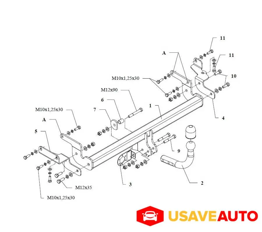 AUTO-HAK Фаркоп Mitsubishi Lancer седан 2003-2007 